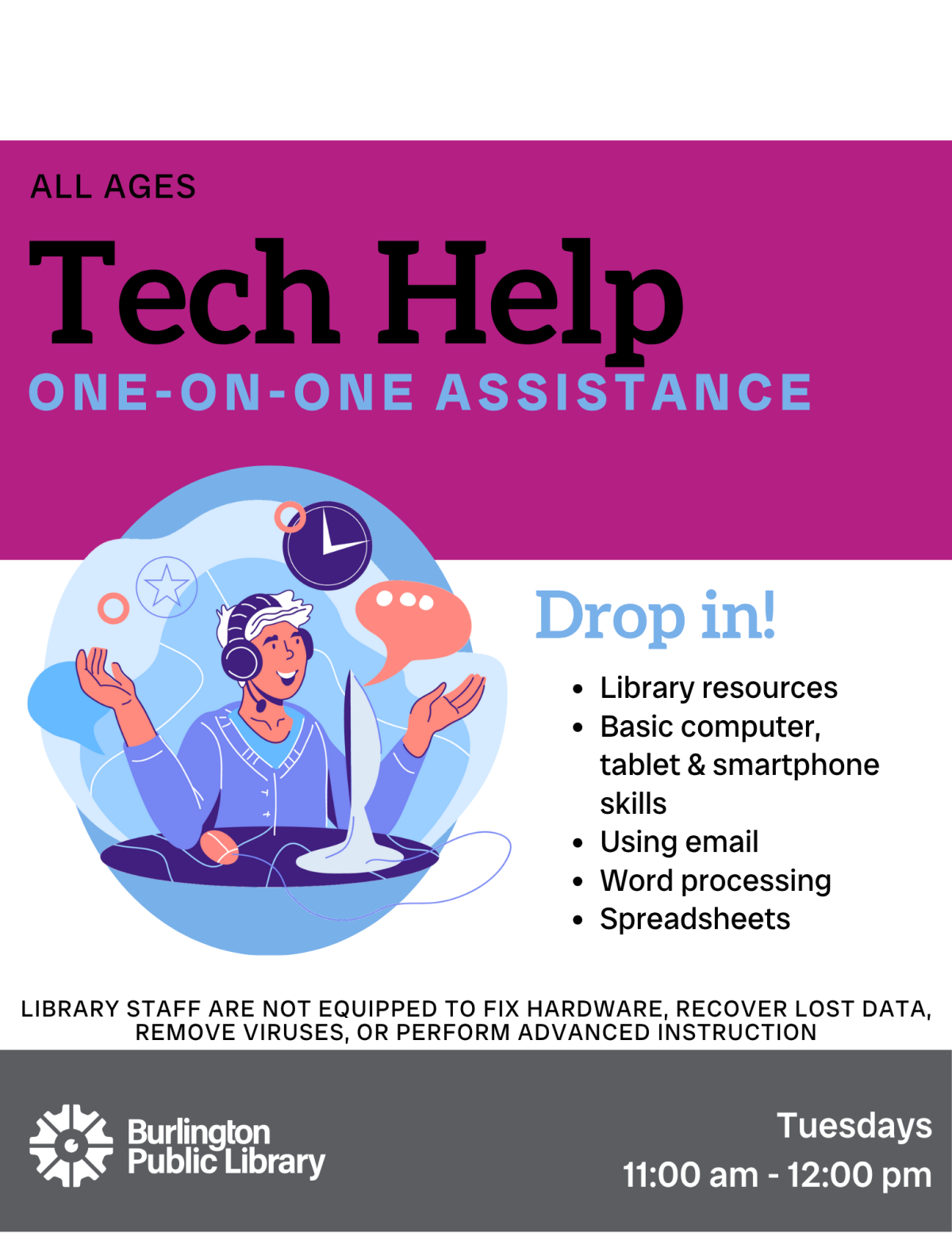 Drop-in tech help flyer